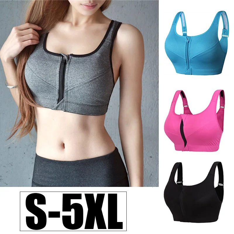 Cloud Hide Sports Bra Women Front Zipper Underwear Fitness Shirt Push Up Yoga Crop Top Bras Vest Sportswear Plus Size S-XXXXXL