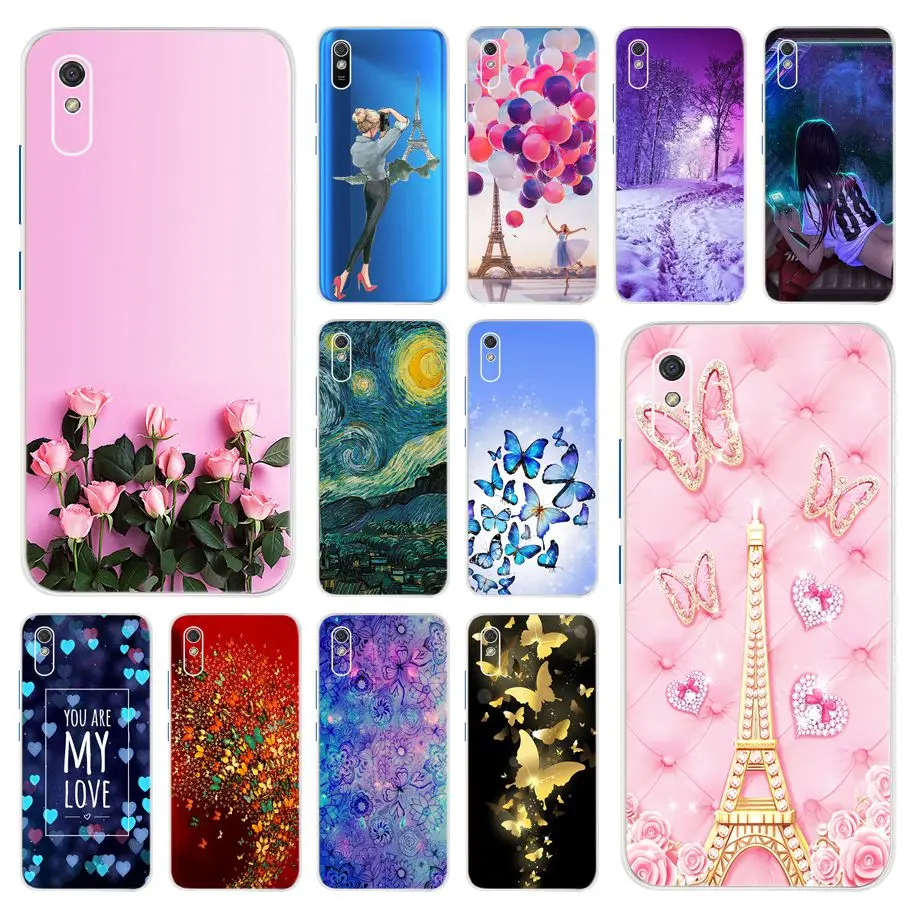 For Xiaomi Redmi 9A Case Redmi9A Silicone Pair Iron Tower Soft TPU Bumper Phone Case For Xiaomi Redmi 9A 9 A A9 Back Cover Funda