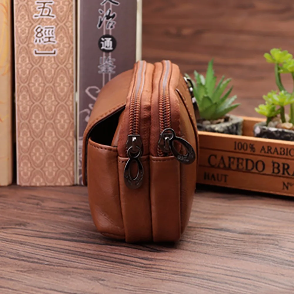 Genuine Leather Men Belt Bag Cell/Mobile Phone Case Cover Wallet Purse Male Natural Skin Hip Bum Fanny Waist Pack Bags