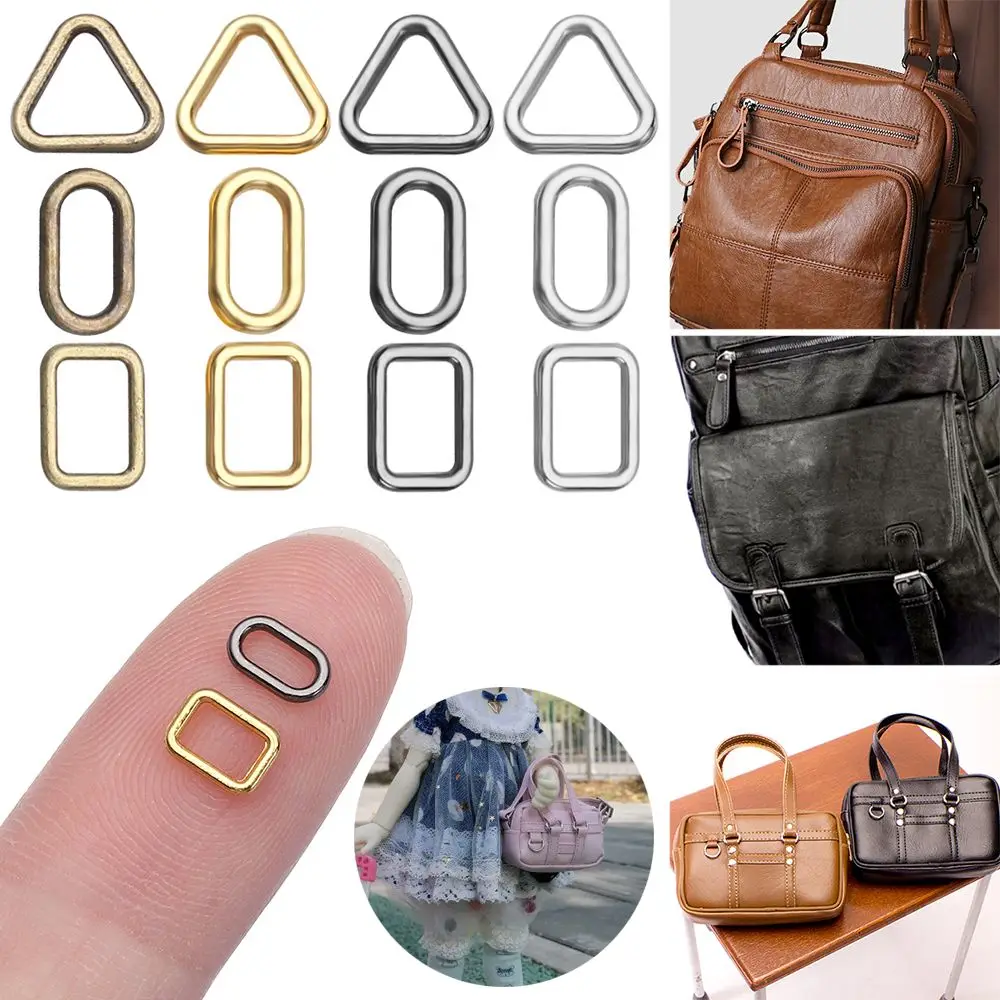 20Pcs Newest 4mm Doll Bag Buckle Mini Ultra-small Square/Triangle Buttons Tri-glide Luggage Hardware Diy Dolls Bag Accessories