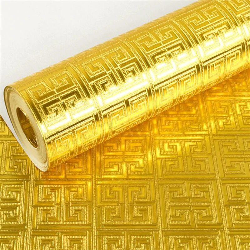 beibehang Luxury gold foil three-dimensional pastoral flower hotel decoration ceiling gold waterproof luxury wallpaper