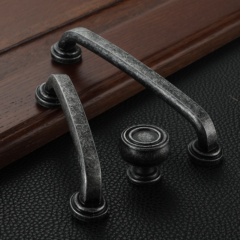 AOBT Vintage Antique Furniture Handles Drawer Door Knobs Gray Bronze Kitchen Cabinet Storage Handle Cupboard Vintage Hardware