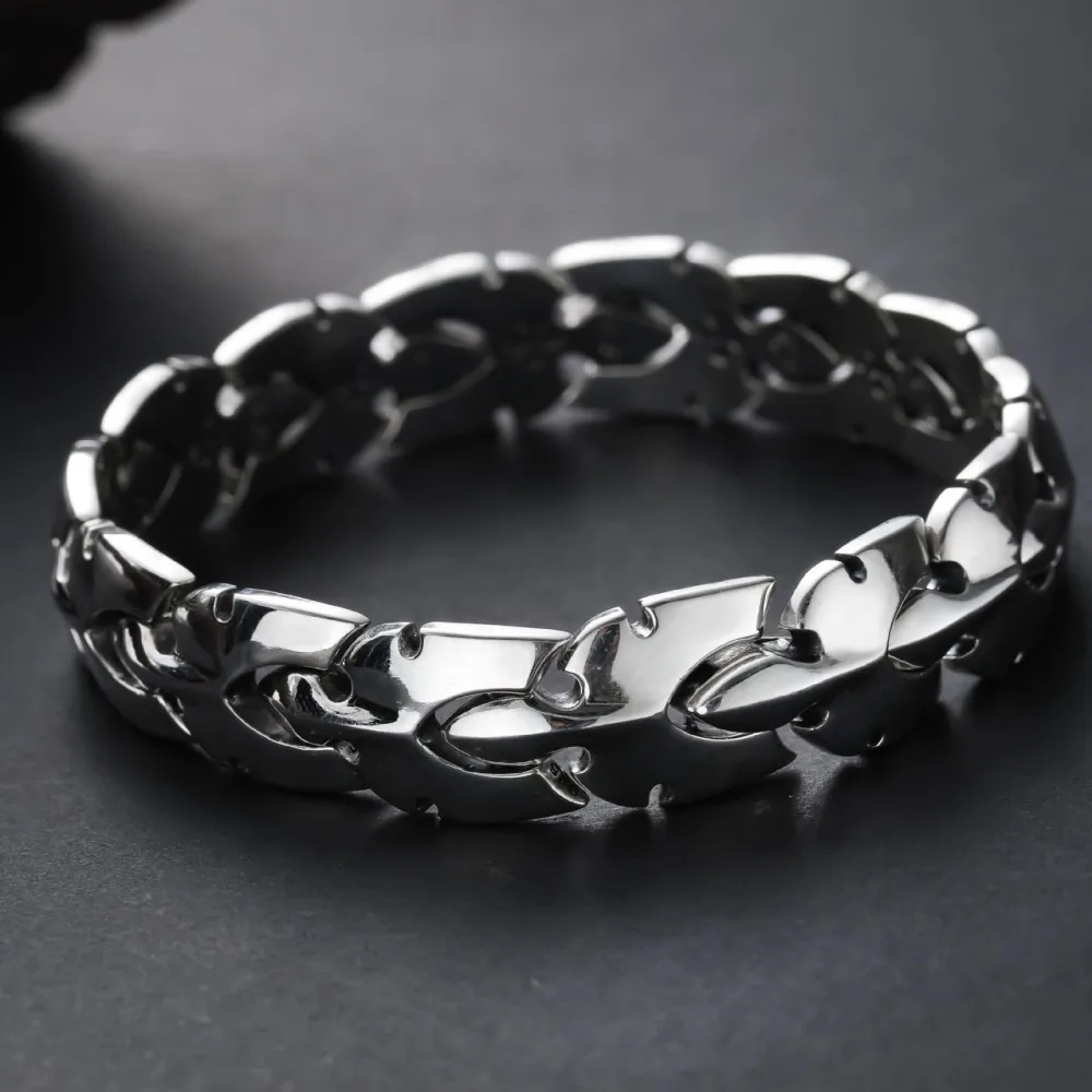 

BOCAI s925 Pure Silver Jewelry Width Centipede Shape Japan and South Korea Personality Hipster Man Bracelet Smooth Free Shipping