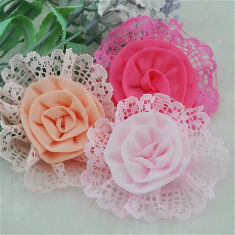 9pcs Big Lace Organza Ribbon Flowers Wedding Sewing Appliques Crafts A202