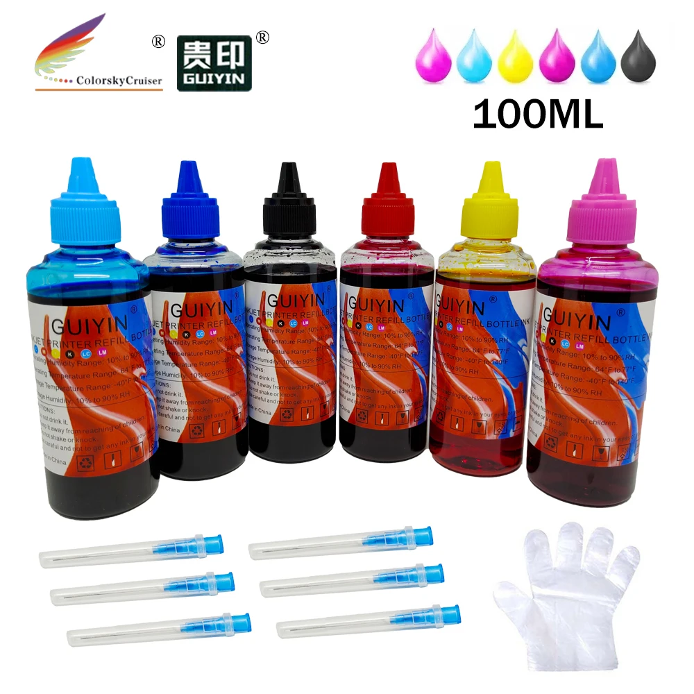 6 Color Refill Dye Ink for Epson 82N 821N T0821N - T0826N Stylus Photo TX700W TX710W TX800FW TX810F 100ml Each 6pcs/pack