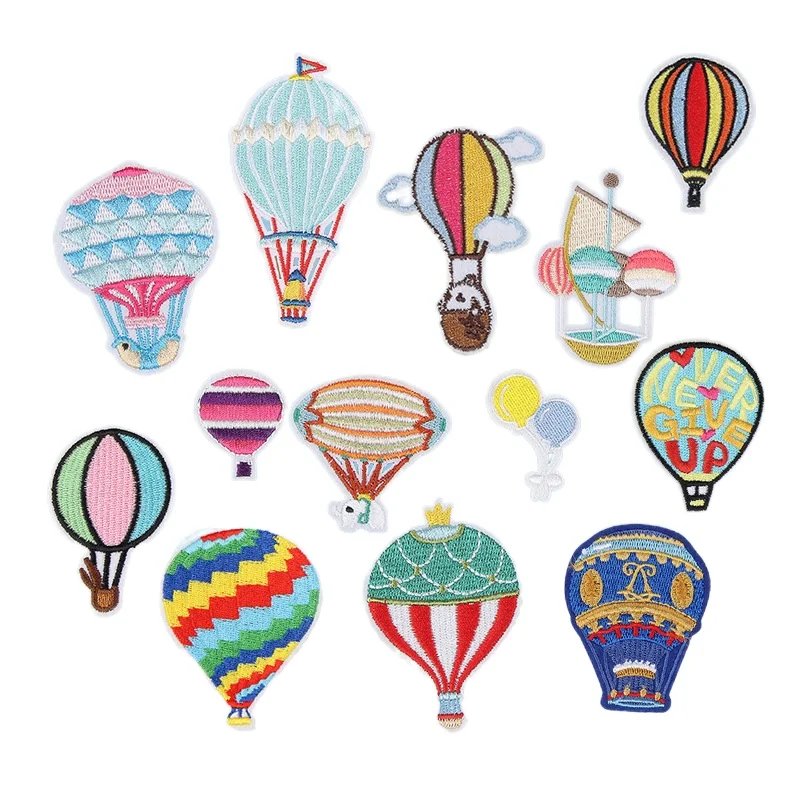 50pcs/lot Embroidery Patch Colorful Hot Air Balloon Clothing Decoration Sewing Accessories Craft Diy Iron Heat Transfer Applique