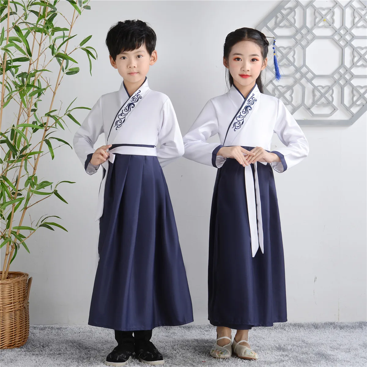 Children's Hanfu Kimono Traditional Vintage Ethnic Fan Students Chorus Dance Costume Japanese Korea Yukata Oriental style Kimono