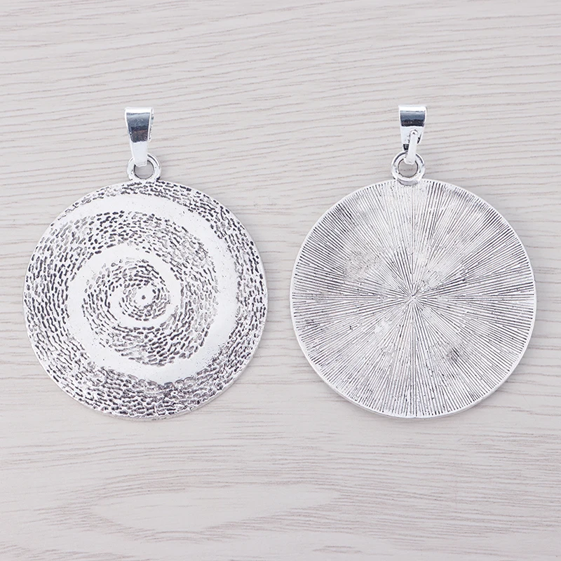 2 x Tibetan Silver Large Round Hammered Vortex Spiral Swirl Charms Pendants Fit Necklace Jewelry Making Findings 51x51mm