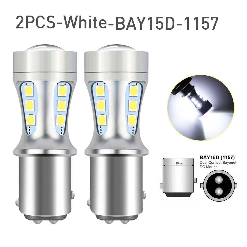 2x P21W BA15S LED Canbus 1156 BAY15D 1157 P21/5W LED-Lampen T15 R5W Autolichter 6500K Weiße Bremslichter Rückfahrscheinwerfer DRL T20 7443