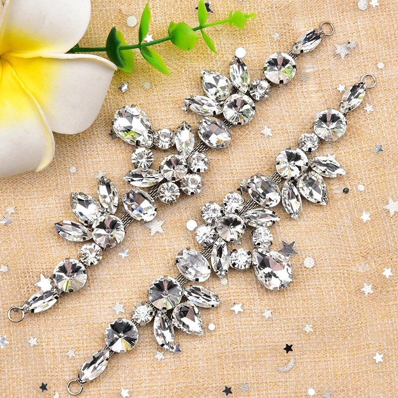 2Pcs Fashion Glass Crystal Bikini Connectors Rhinestone Shoulder Strap Chain Buckle Garment Accessories Applique