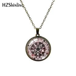 2021 Antique Round Necklace Hellsing Alucard Pentagram Glass Cabochon Pendant Necklaces Jewelry