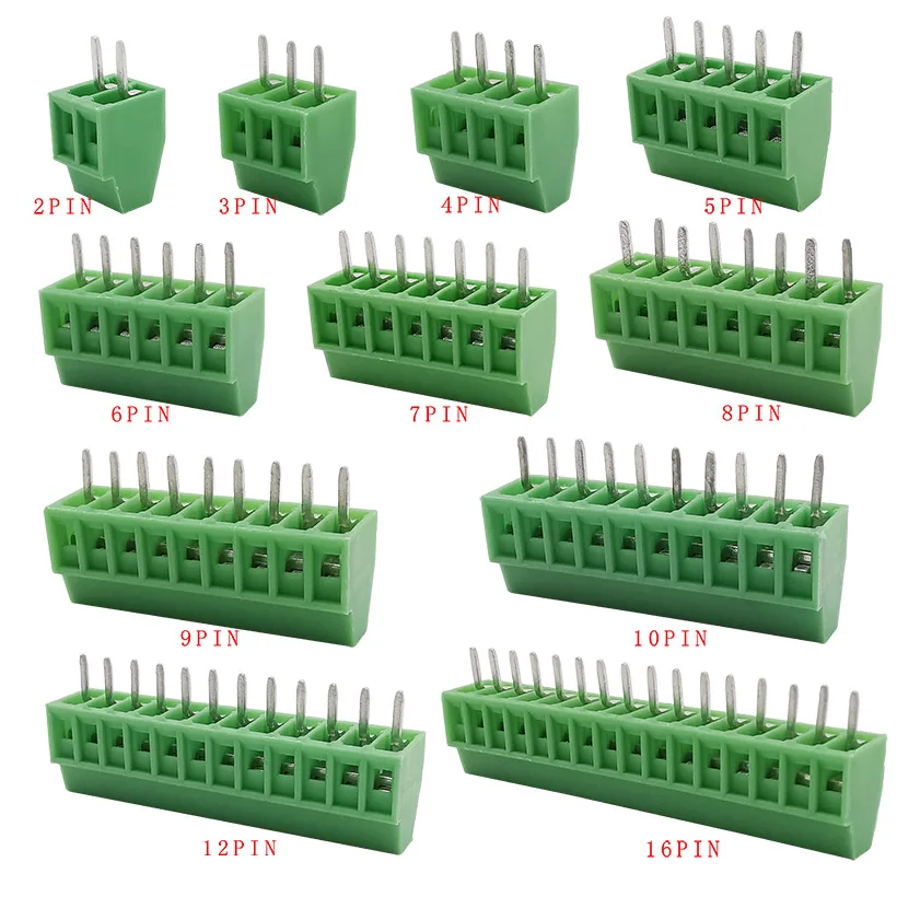 Connecteur de Nuit pour Fils, Mini Borne à Vis PCB, Pas de 2.54 Pouces, 2P, 3P, 4P, 5P, 6P, 7P, 8P, 9P, 10P, 12P, 16P, KF128, 0.1mm, 5/10 Pièces