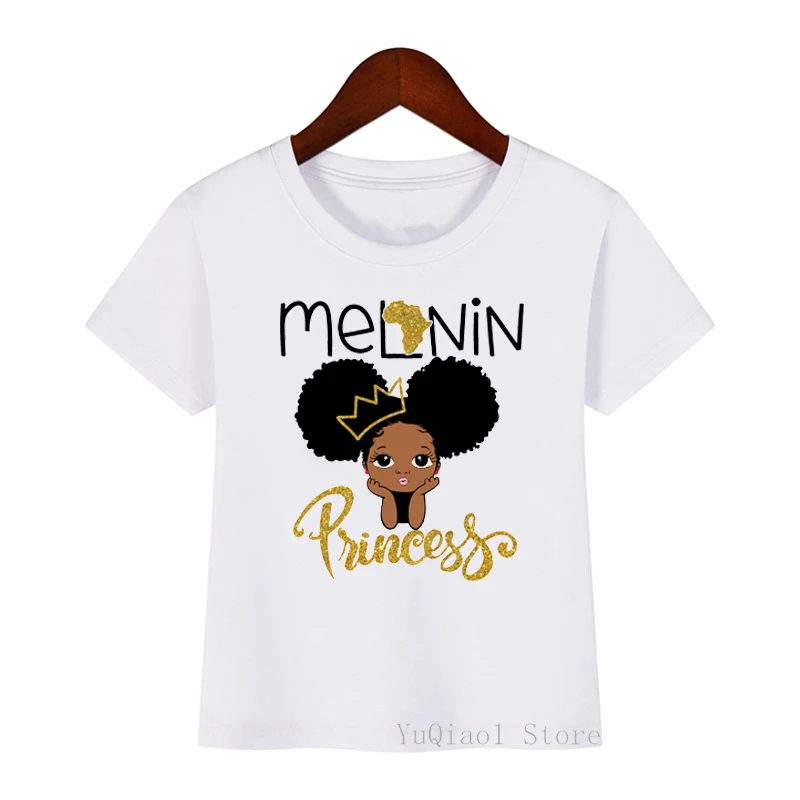 melanin princess Africa black girl letter print t shirt girls graphic tshirt summer tops for girls Melanin Poppin shirt