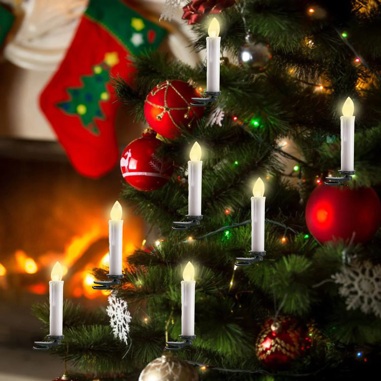 10/20 Set LED luce bianca calda candela di natale senza fumo decorazione torcia in plastica con telecomando