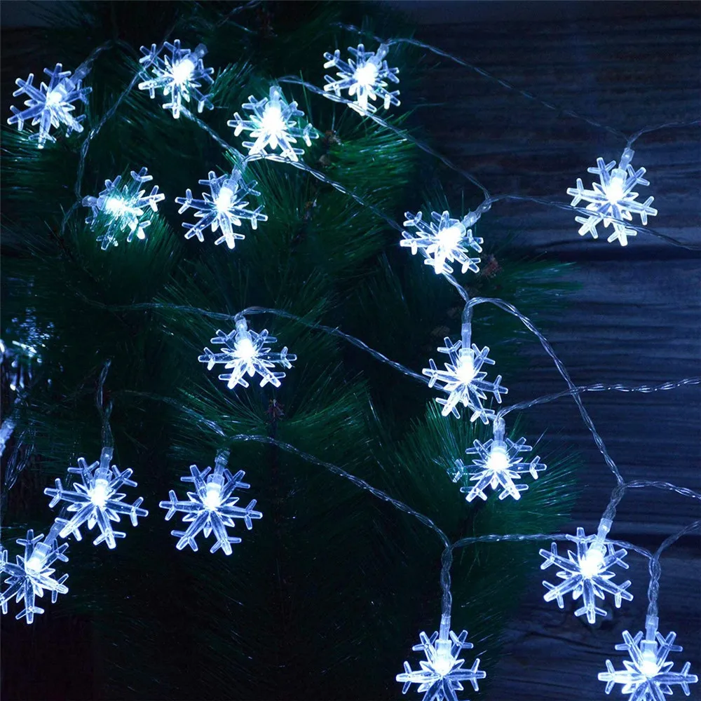 Imagem -03 - Luzes Led Snowflake String para Decoração de Natal Guirlandas de Neve Fadas Interior Exterior Natal Festa de Ano Novo Ficha ue 10m 100led