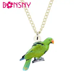 Bonsny Acrylic Green Eclectus Parrot Bird Necklace Choker sweet Birds Animal Jewelry For Women Girl Teen Charms Gift 2019New Hot
