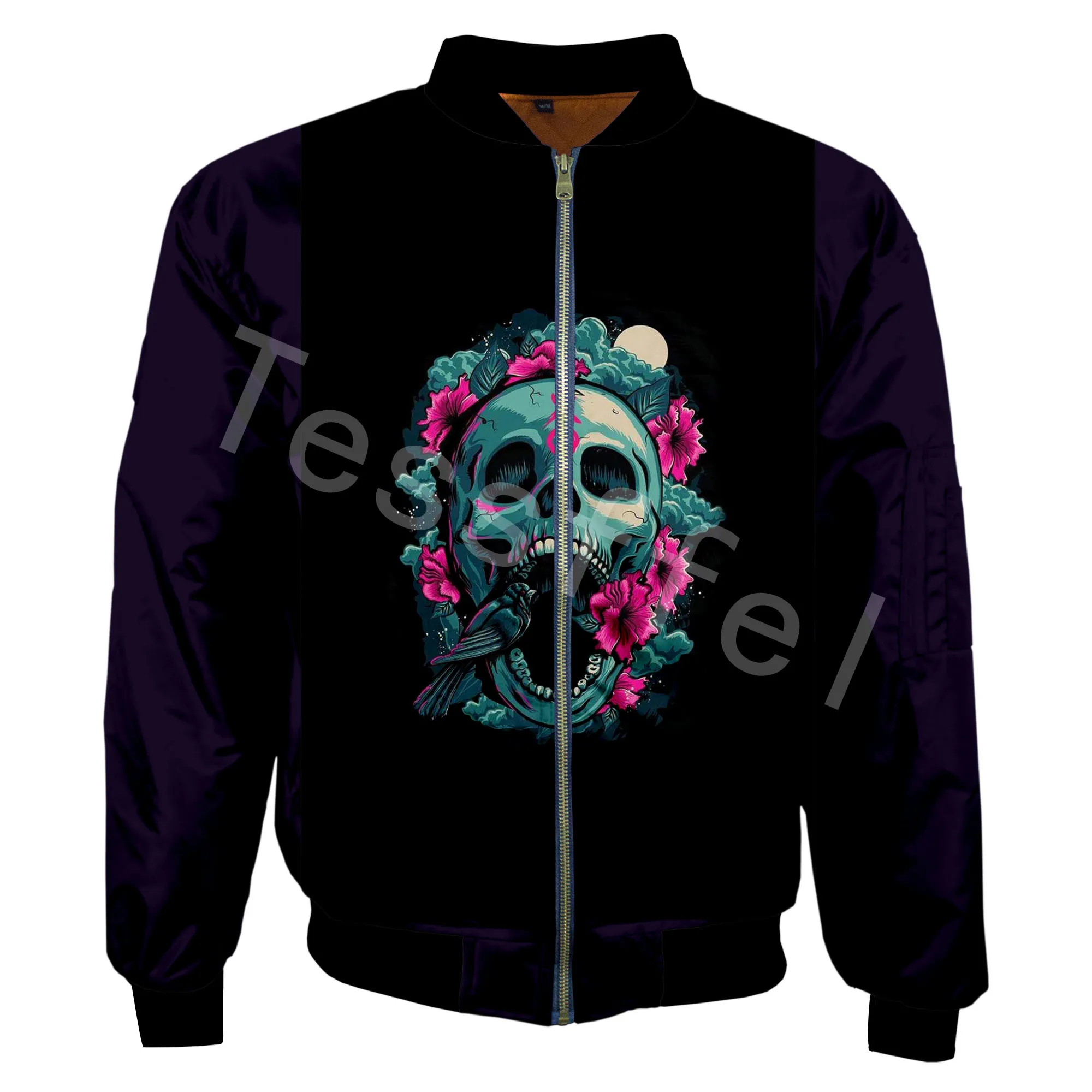 

Tessffel Artistic Amazing Cool Skulls 3D Print New Fashion Bomber Jacket Winter Thick Men Zipper Oversize Casual Flight Coat S29