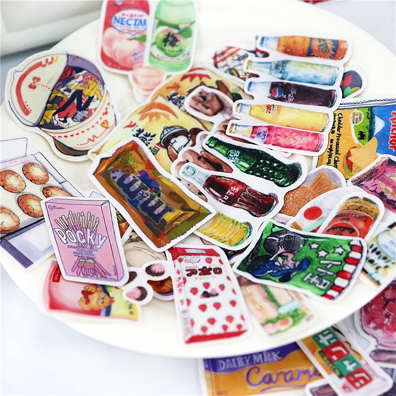 

33pcs Colorful DIY Food Stickers LINE Daily Snacks 2 Waterproof Skateboard Suitcase Motorcycle Guitar DIY Decals Bomb Sticker