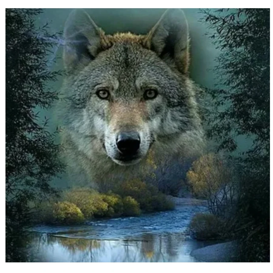 

Wolf mountain nature Needlework Diamond Painting Diamond Embroidery All Drill Rhinestone Mosaic Picture by numbers FS270