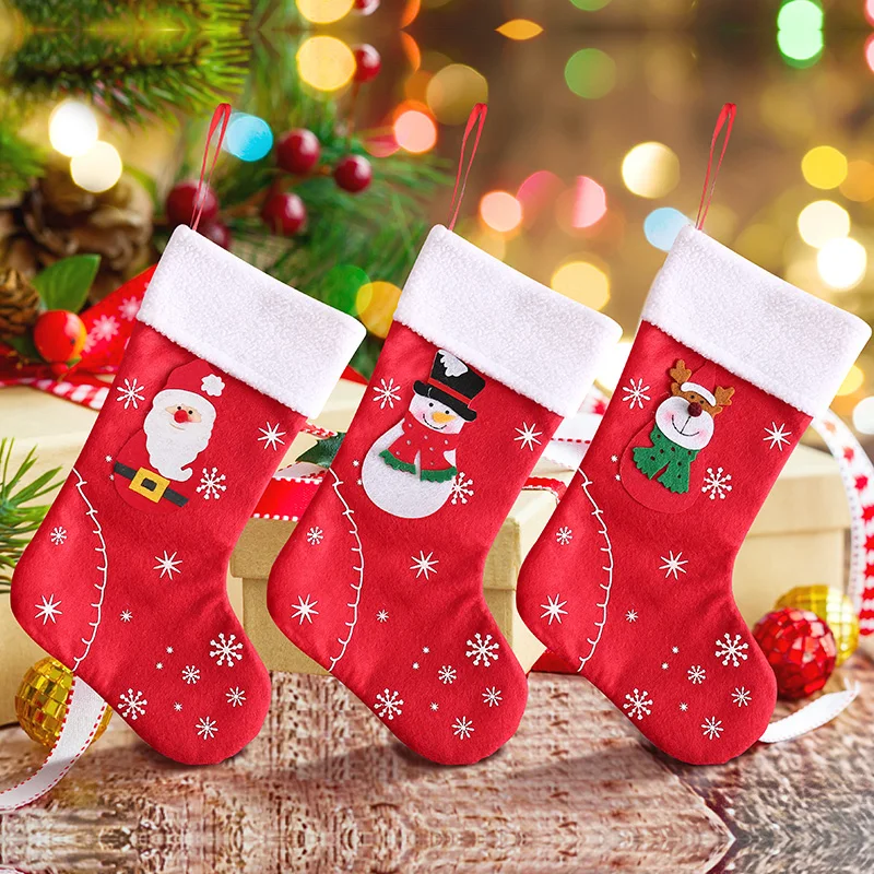 2022 New Year Christmas Stocking Sack Xmas Gift Candy Bag Noel Christmas Decorations for Home Navidad Sock Christmas Tree Decor