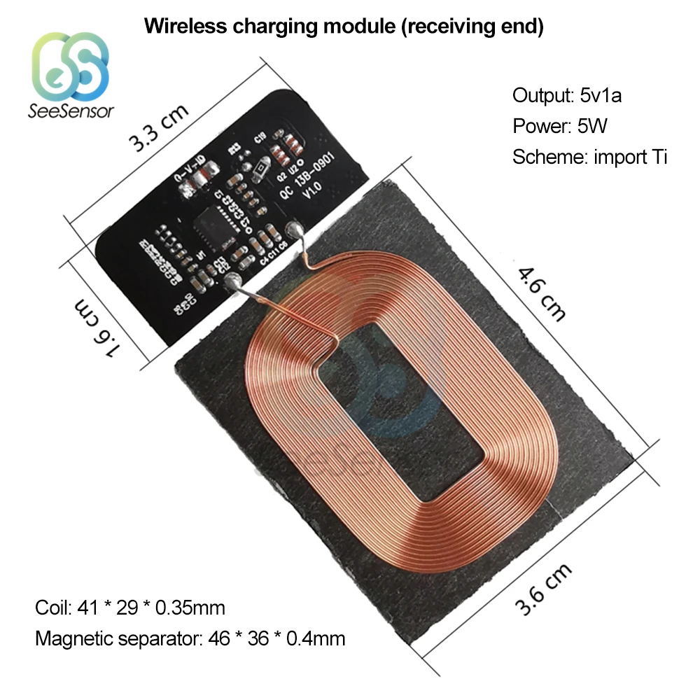 5V 1A 5W do bezprzewodowego ładowania Qi standardowa uniwersalna ładowarka bezprzewodowa płytka drukowana PCBA z cewką DIY odbiornik bezprzewodowy QI