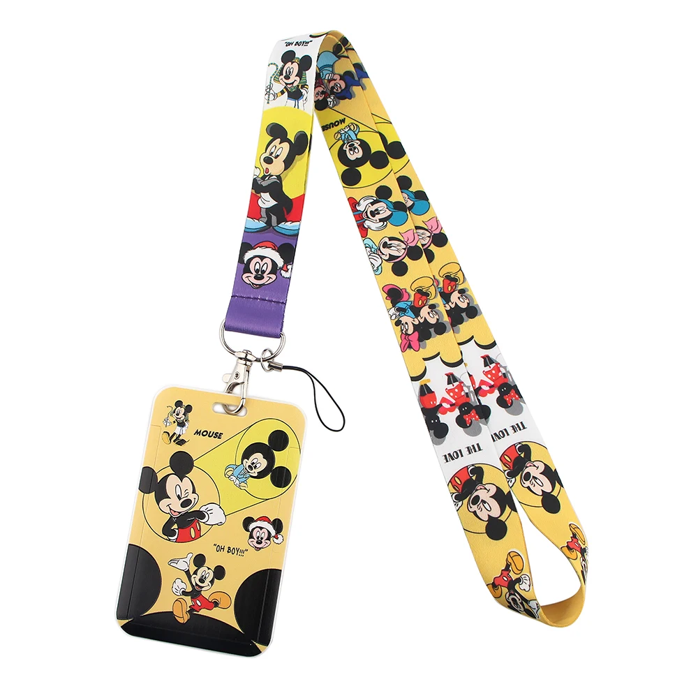 LT822 Cartoons Mickey Mouse Minnie Cute Kids Key lanyard Keychain Office ID Card Pass Mobile Phone Key Badge Holder Jewelry