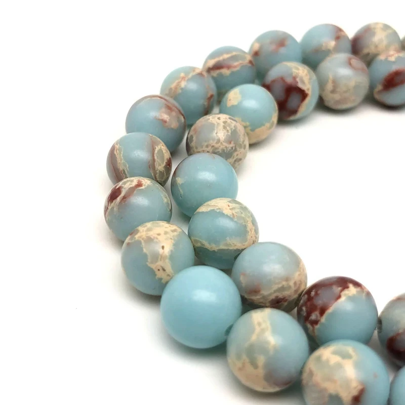 Assorted Natural Regalite Round Sea Sediment Jasper Loose Full Strand Imperial Impression Stone Beads for DIY Jewelry Making 15\