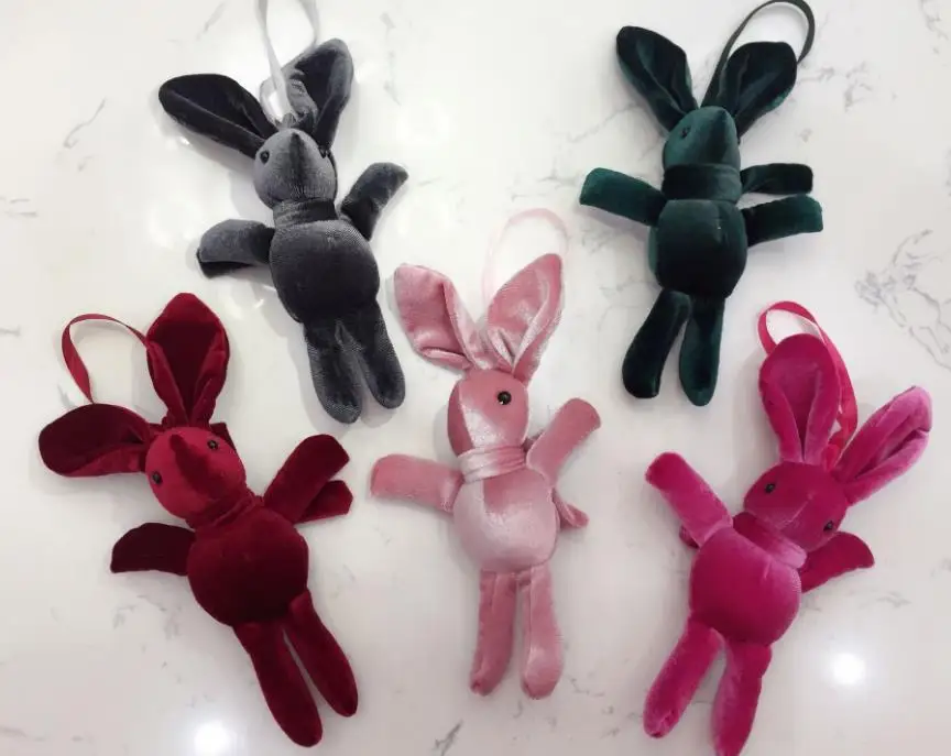 Velvet Bunny Soft Stuffed Plush Rabbit Animal Toy Wedding Gift Doll for Birthday Cake Decor Party Favors  Bag Pendant 7.9'' long