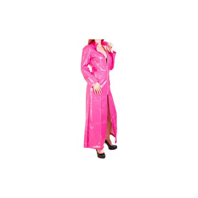 Nach Größe Plus Größe 6XL Rot Blau Rosa Frauen PU Faux Leder jacke Sexy wet Look Lange PVC Lange Mantel