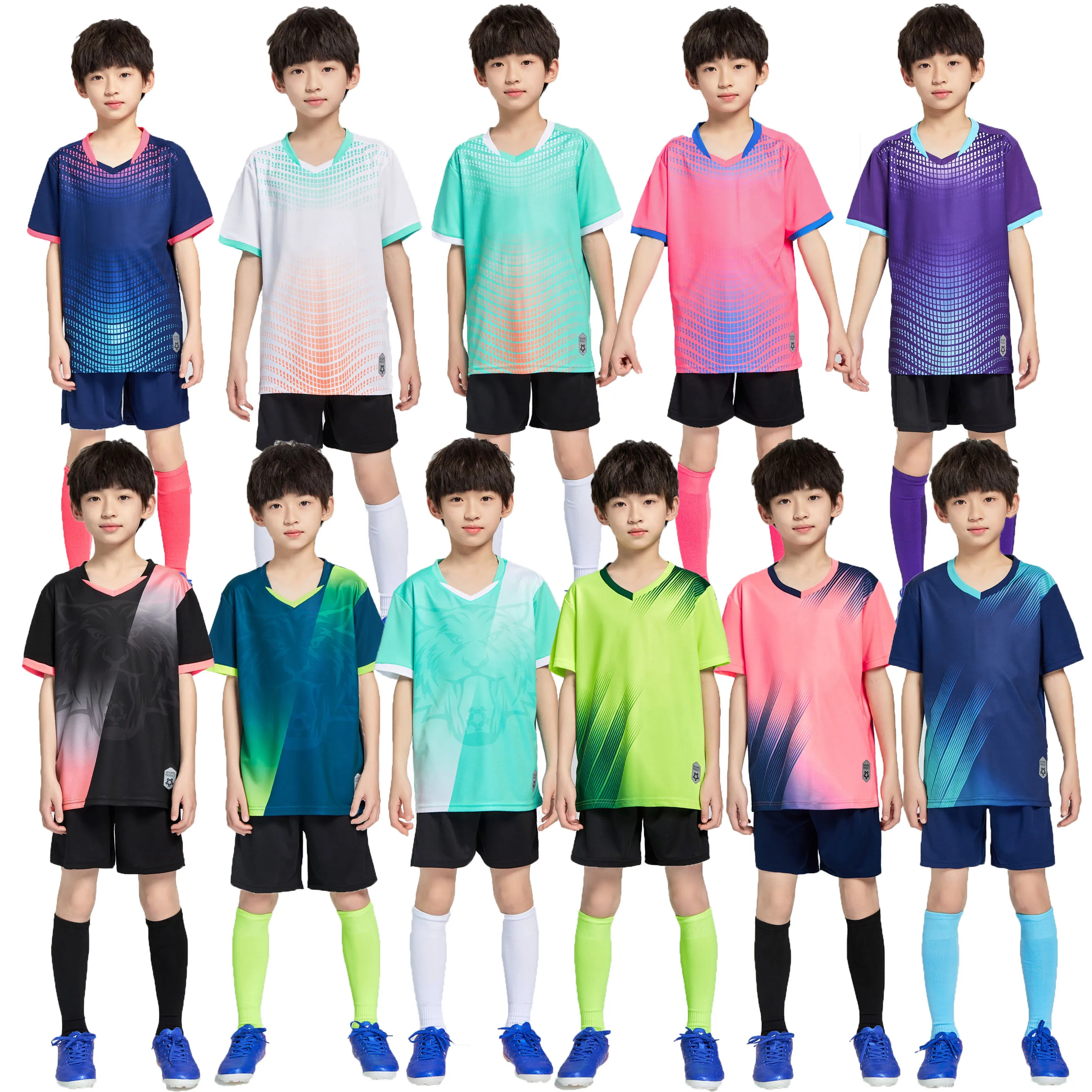 Boys Football Jerseys Tracksuit Children Soccer Sports Uniforms Kids Play Ball Sportswear Kits children's Football Shirt Suit