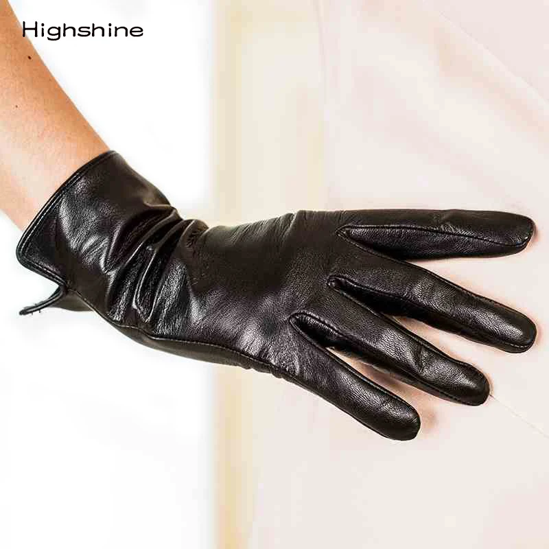 Winter genuine leather gloves sheepskin gloves add velvet thickening  telefingers gloves women's touch screen gloves