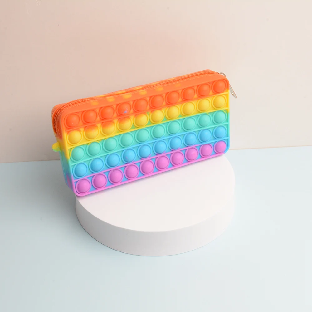 Pop Its Pencil Case Kawaii Stationery Pencil Bags Trousse Scolaire Silicone Pen Case Estojo Escolar Piornik Pencil Pouch
