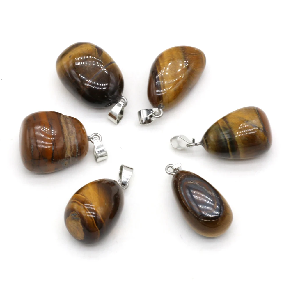 Natural Gem Tiger Eye Stone Irregular Shape Pendant Handmade Crafts DIY Charm Necklace Jewelry Accessories Exquisite Gift Making - Image 6