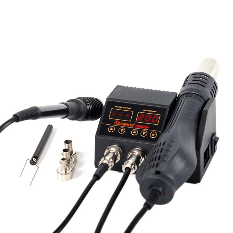 2 In 1 760W Soldering Station LCD Digital Display Welding Rework Station For Cell-phone BGA SMD PCB IC Repair Solder Tools 8858D