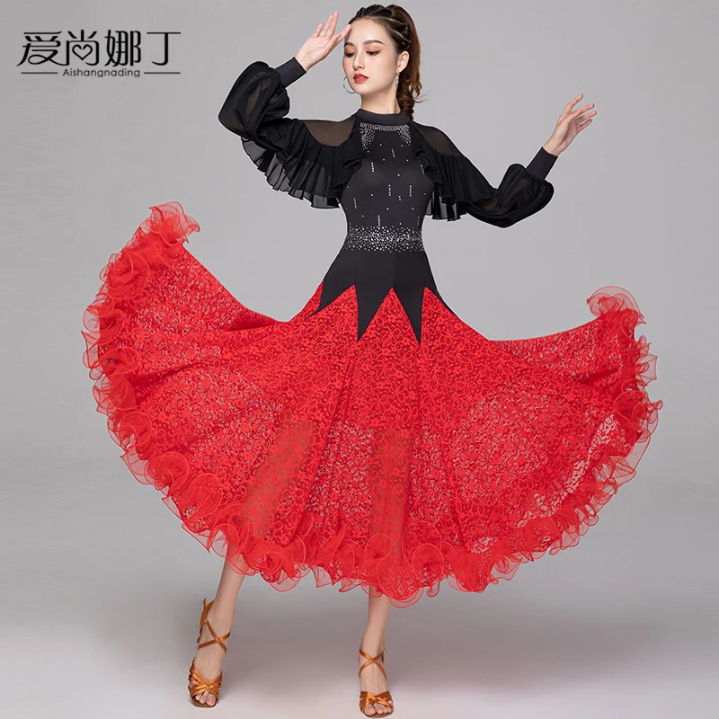 Newest !! Woman Modern National standard waltz Dress Dance competition standard ballroom dancing Clothes AS7141