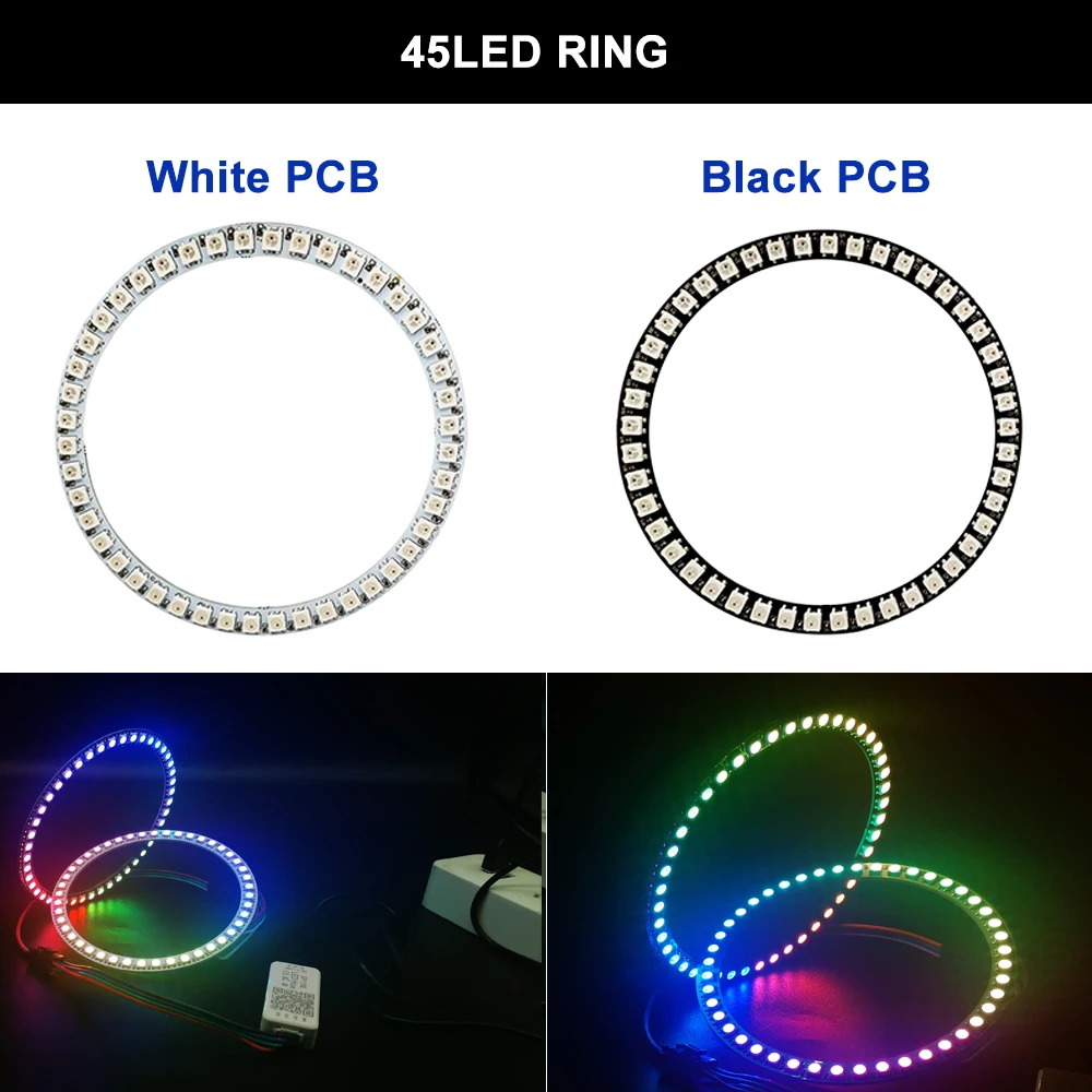 WS2812B Individually Addressable Led Ring 5050 RGB With USB 28Keys Bluetooth Music Controller Kit BuiIt-in 8/16/24/35/45 Pixels