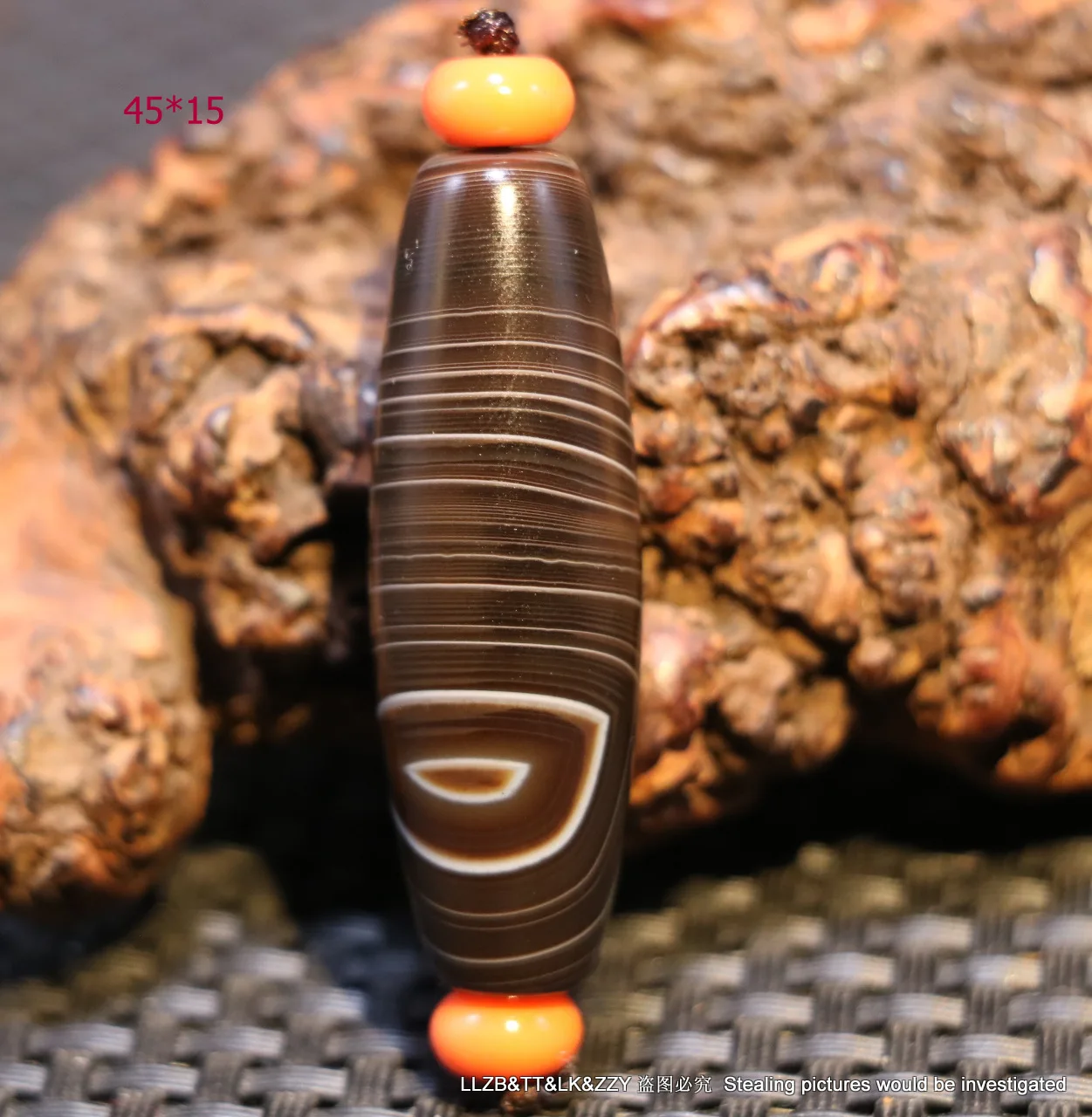 

Magic Energy Tibetan Old Agate Natural Silkworm Line Eye Be Rich dZi Bead 45MM Q LKbrother Sauces Top Qulality Garrentee