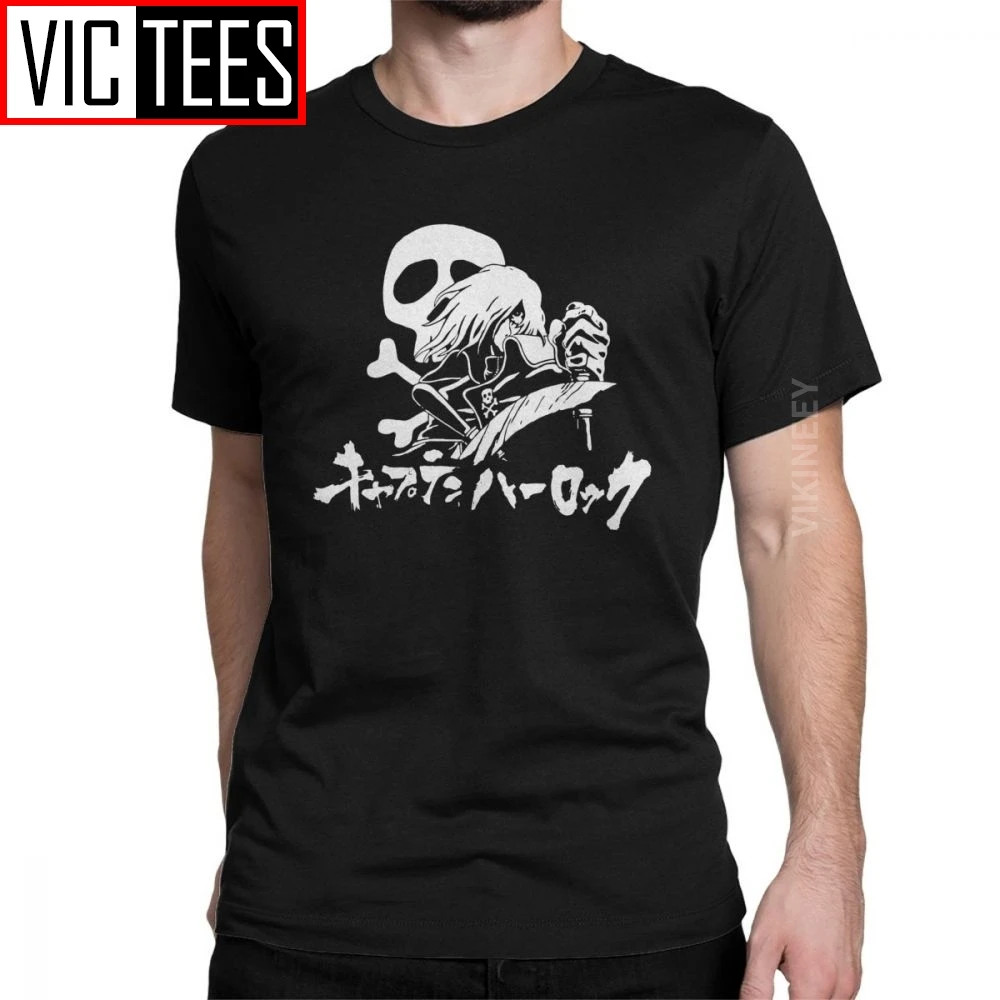 

Men Tshirt Harlock Space Pirate Skull Cool Pure Cotton Captain Manga Anime T Shirt Camisas Hombre 3D Print