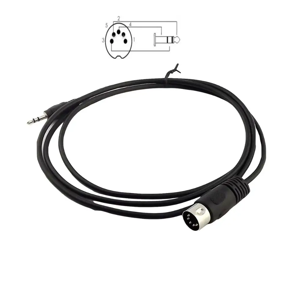 Din 5 Pin MIDI Male To 3.5mm Male Plug Stereo Jack Audio Adapter Connector Cable for Playing Musical Instrument Signal Output