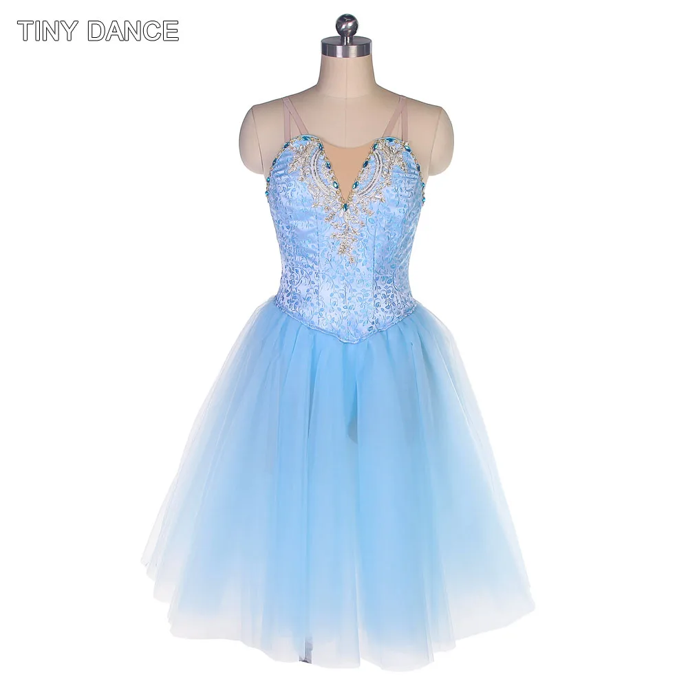 Customized Professional Ballet Tutus Female Romantic Tutu Sky Blue Ballerina Dancing Dress Theatrical Costume with Hookback