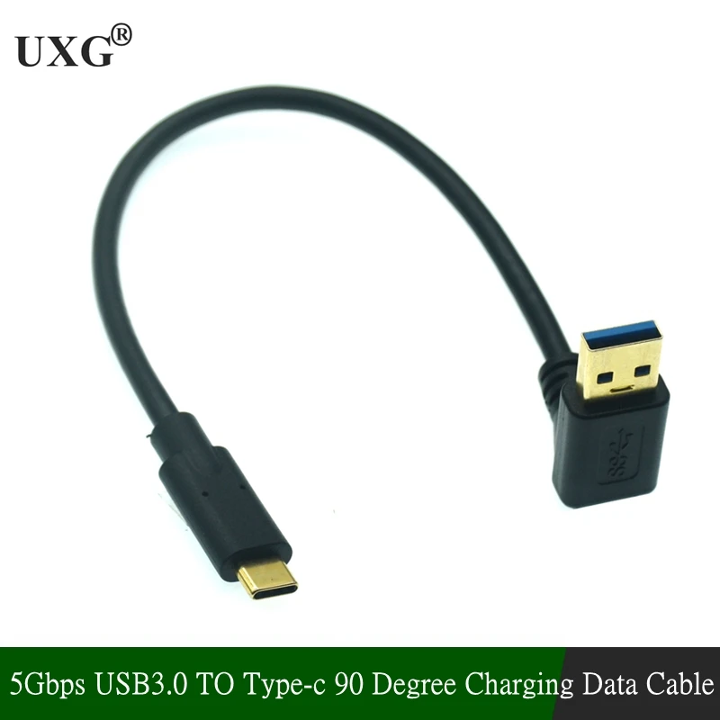 3A rodzaj USB C podwójny 90 stopni kabel USB C lewego prawego pod kątem w górę typu gęsiej szyi USB 3.0 typ C szybko łądujący kabel danych 25cm