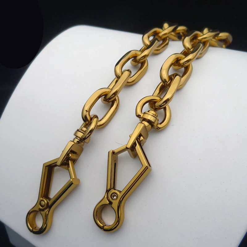 14mm Gold Color Bag Chain Metal Aluminium Chain Woman Bag Handle Brand Metal Bag Strap Long Clasp with Hook High Quality