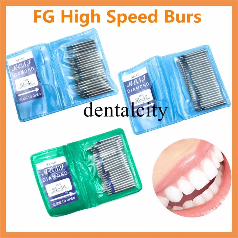 50pcs/pack SR/SI/SO Series Dental Diamond Burs For High Speed Handpiece Teeth Whitening Product Drill  FG Polishing Smoothing