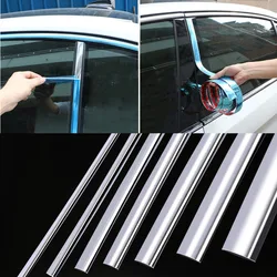 Chrome Moulding Trim Car Door Protector Stickers Strip Bumper Grill Car Anti-Collision Tape Door Edge Guard Plate Bright Sticker
