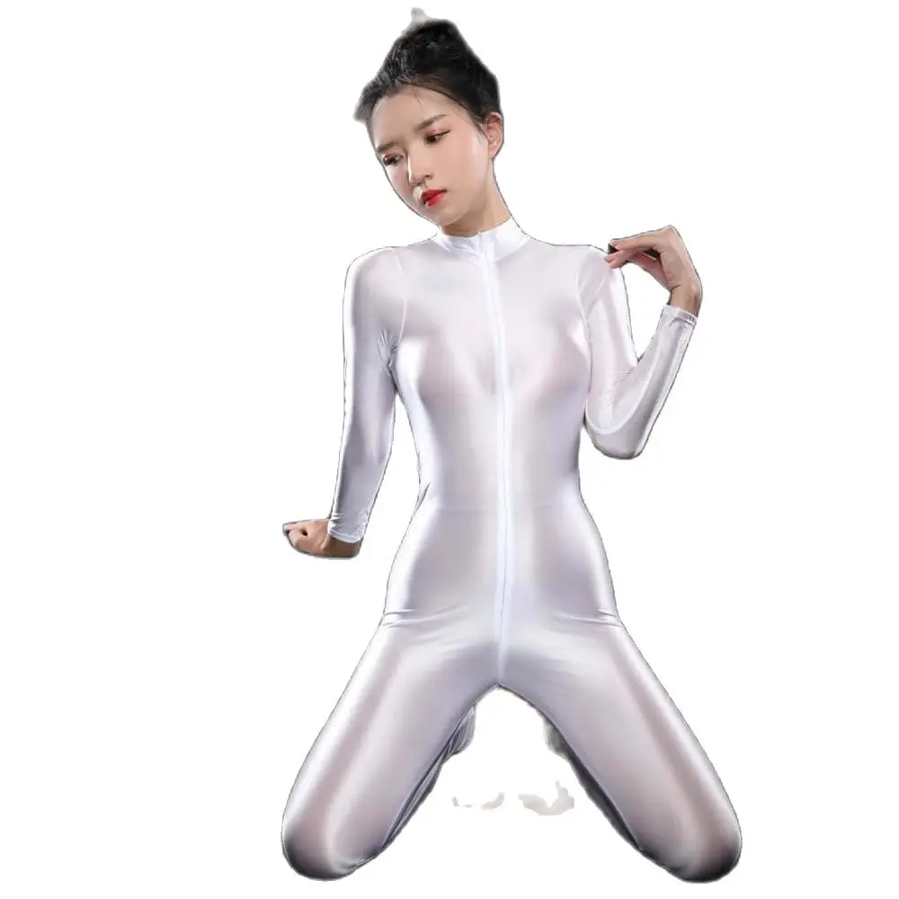 เซ็กซี่แขนยาวซิปเปิดCrotch Bodysuit Bodycon Jumpsuit Tights Body Sculpting Bodystocking Catsuit Teddies Leotard