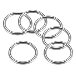 Uxcell 5-6pcs Stainless Steel O Ring 20/30/40/50/60/80/90/100mm Inner Diameter 3-6mm Thickness Strapping Welded Round Rings