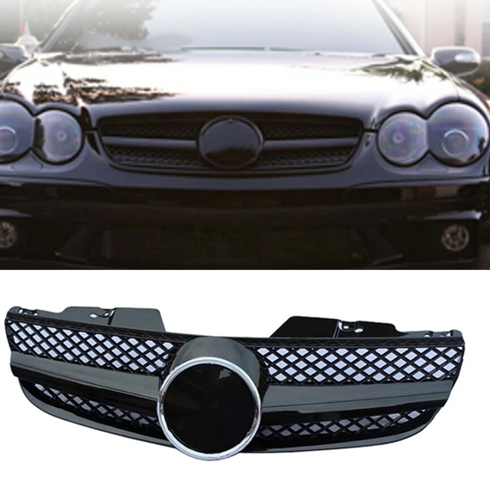 

Front Grille Grill For Mercedes Benz R230 SL Class SL500 SL550 SL600 2007-2009 AMG Style Black Car Upper Bumper Hood Mesh Grid