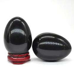 36x50mm Black Obsidian Egg Shaped Stone Healing Natural Crystal Massage Minerale Gemstone Spiritual Decor Collection