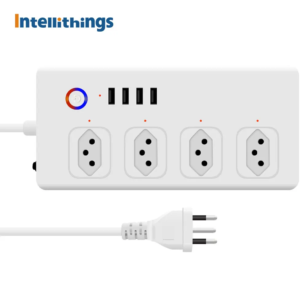 Zigbee 10A Plugue Filtro de Linha 4 Individuais Disjuntores 2.1A USB Tuya Tomada Inteligente Protetor Eletronico Smartthings App