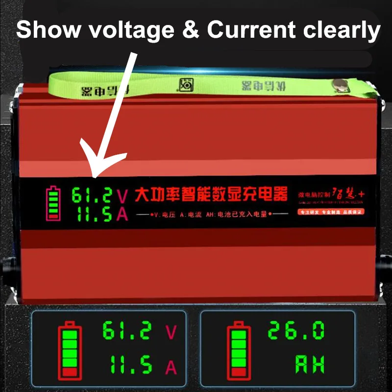 48V 60V 72V 10A caricabatterie intelligenti veloci 54.6V 58.8V 58.4V 67.2V 71.4V 20s 73V 84V 87.6V lipo lifepo4 caricabatteria LCD cargadores